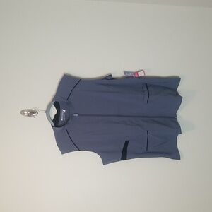 NWT White Cross Fit Gray Zip Sleeveless Scrub Top Vest Size XXL